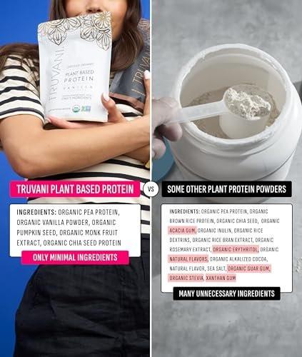 Truvani Veganes Erbsenproteinpulver Vanille | 20g Bio-pflanzliches Protein pro Portion | Keto | Gluten- & laktosefrei | Kohlenhydratarm | Ohne Zuckerzusatz