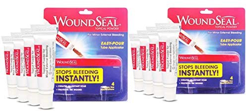 Biolife WoundSeal Wundpulver zur Ersten Hilfe bei Schnitten, Schürfwunden und Abschürfungen – Einzelanwendung, 8 Flaschen (Verpackung kann variieren), 2er-Pack