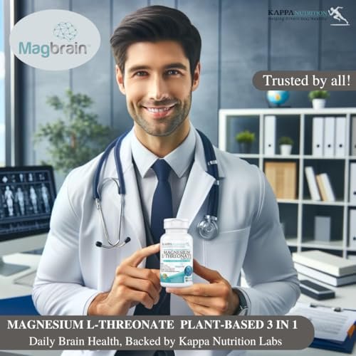 Kappa Nutrition Powered by Magbrain™ Magnesium L-Threonat auf Pflanzenbasis – 420 mg elementares Magnesium (3 Kapseln) aus 2.253 mg, 120 vegane Kapseln, Unterstützung für Gehirn, Schlaf & Muskeln