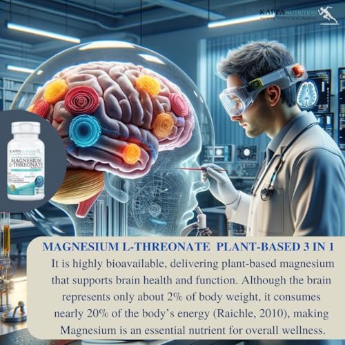 Kappa Nutrition Powered by Magbrain™ Magnesium L-Threonat auf Pflanzenbasis – 420 mg elementares Magnesium (3 Kapseln) aus 2.253 mg, 120 vegane Kapseln, Unterstützung für Gehirn, Schlaf & Muskeln