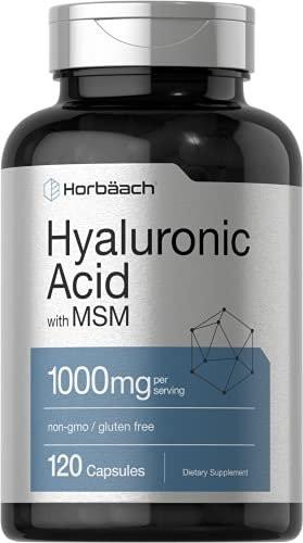 Horbäach Hyaluronsäure mit MSM | 1000 mg | 120 Kapseln | Nicht-GVO und glutenfrei | Bioverfügbare Formel