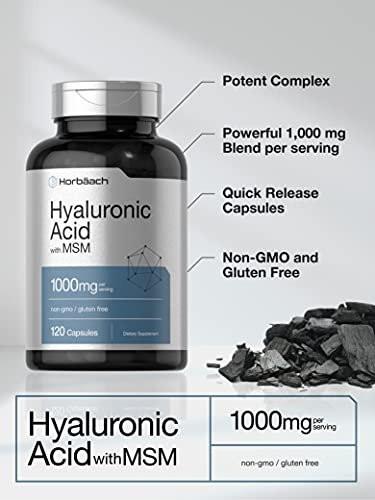 Horbäach Hyaluronsäure mit MSM | 1000 mg | 120 Kapseln | Nicht-GVO und glutenfrei | Bioverfügbare Formel