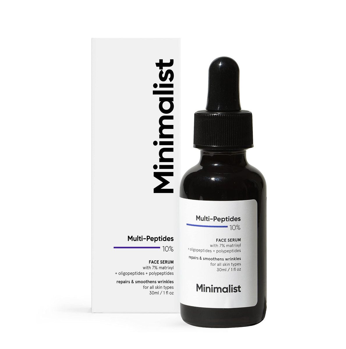 Minimalist Multi Peptide Nachtgesichtsserum für Anti-Aging mit Kollagen-Boost | Reduziert Falten | Feuchtigkeitsspendendes Serum mit 7% Matrixyl 3000 & 3% Bio-Plazenta | Für Frauen & Männer | 30 ml