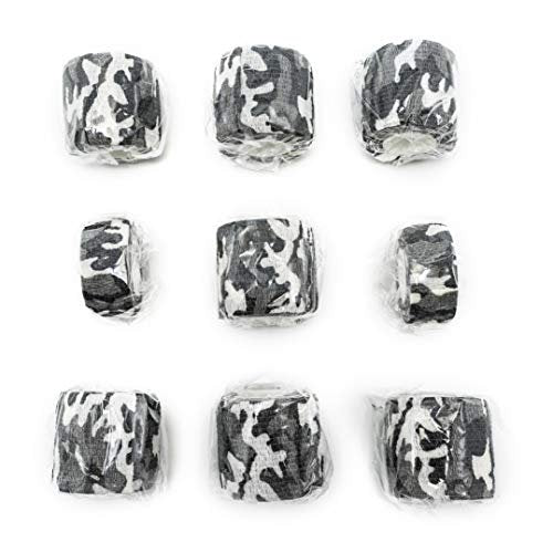 FRESINIDER 9 Rollen Selbstklebender Sportverband, Elastische Kohäsionsbandage für Sportverletzungen & Haustiere (7 Stk. 2" x 5 Yards + 2 Stk. 1" x 5 Yards) - City Camo