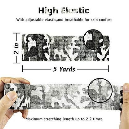 FRESINIDER 9 Rollen Selbstklebender Sportverband, Elastische Kohäsionsbandage für Sportverletzungen & Haustiere (7 Stk. 2" x 5 Yards + 2 Stk. 1" x 5 Yards) - City Camo