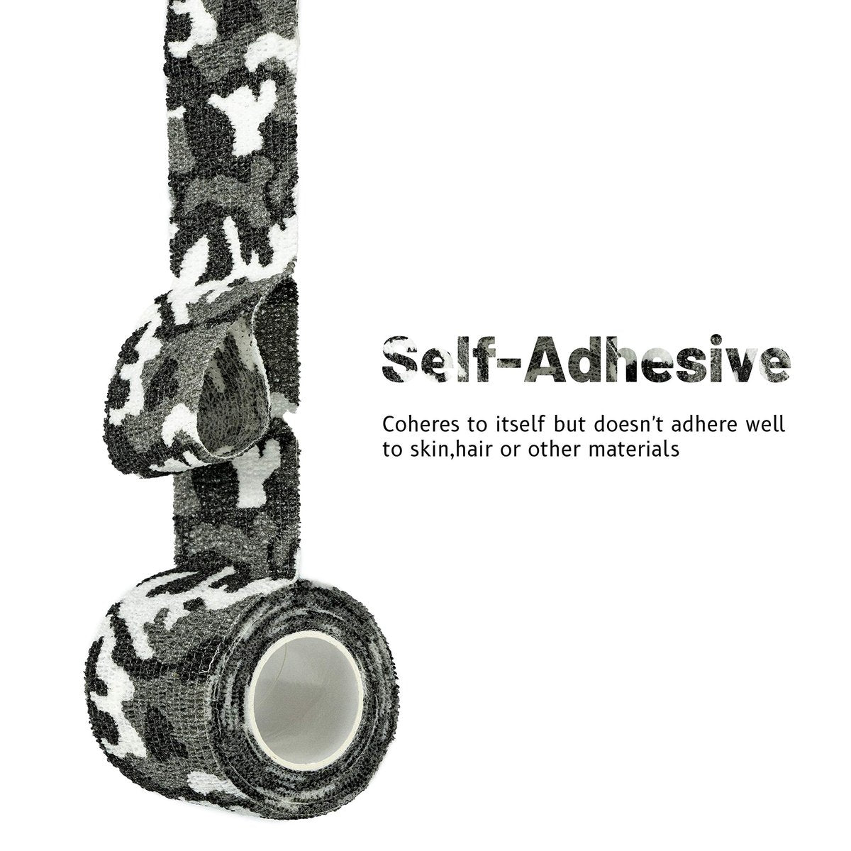 FRESINIDER 9 Rollen Selbstklebender Sportverband, Elastische Kohäsionsbandage für Sportverletzungen & Haustiere (7 Stk. 2" x 5 Yards + 2 Stk. 1" x 5 Yards) - City Camo