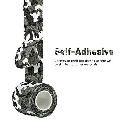 FRESINIDER 9 Rollen Selbstklebender Sportverband, Elastische Kohäsionsbandage für Sportverletzungen & Haustiere (7 Stk. 2" x 5 Yards + 2 Stk. 1" x 5 Yards) - City Camo