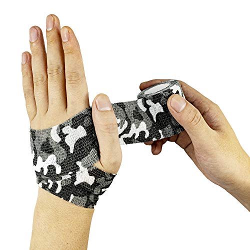 FRESINIDER 9 Rollen Selbstklebender Sportverband, Elastische Kohäsionsbandage für Sportverletzungen & Haustiere (7 Stk. 2" x 5 Yards + 2 Stk. 1" x 5 Yards) - City Camo