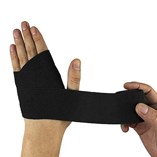 FRESINIDER 9 Rollen Selbstklebende Sportbandage, Atmungsaktive elastische Kohäsionsbandage für Sportverletzungen & Haustiere (7 Stk. 2" x 5 Yards + 2 Stk. 1" x 5 Yards) Schwarz