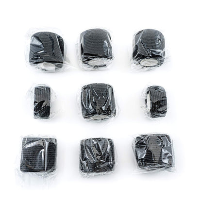 FRESINIDER 9 Rollen Selbstklebende Sportbandage, Atmungsaktive elastische Kohäsionsbandage für Sportverletzungen & Haustiere (7 Stk. 2" x 5 Yards + 2 Stk. 1" x 5 Yards) Schwarz