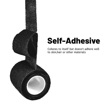 FRESINIDER 9 Rollen Selbstklebende Sportbandage, Atmungsaktive elastische Kohäsionsbandage für Sportverletzungen & Haustiere (7 Stk. 2" x 5 Yards + 2 Stk. 1" x 5 Yards) Schwarz
