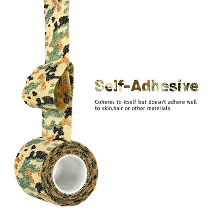 FRESINIDER 9 Rollen Selbstklebende Bandage, Atmungsaktive Elastische Fixierbinde für Sportverletzungen & Haustiere (7 Stück 5 cm x 4,6 m + 2 Stück 2,5 cm x 4,6 m) - German Woodland Camo