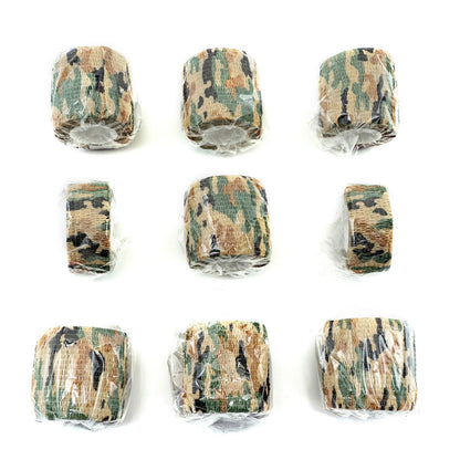 FRESINIDER 9 Rollen Selbstklebende Bandage, Atmungsaktive Elastische Fixierbinde für Sportverletzungen & Haustiere (7 Stück 5 cm x 4,6 m + 2 Stück 2,5 cm x 4,6 m) - German Woodland Camo