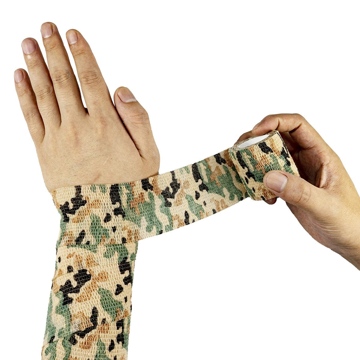 FRESINIDER 9 Rollen Selbstklebende Bandage, Atmungsaktive Elastische Fixierbinde für Sportverletzungen & Haustiere (7 Stück 5 cm x 4,6 m + 2 Stück 2,5 cm x 4,6 m) - German Woodland Camo