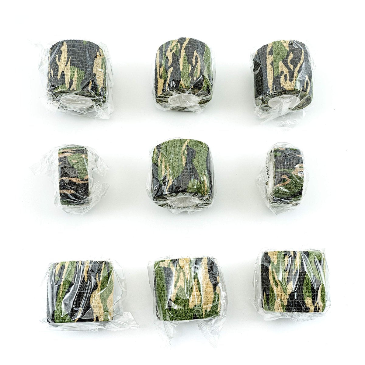 FRESINIDER 9 Rollen Selbstklebende Mullbinde, Atmungsaktive Elastische Kohäsionsbandage für Sportverletzungen & Haustiere (7 Stk. 2" x 5 Yards + 2 Stk. 1" x 5 Yards) - Woodland Camo