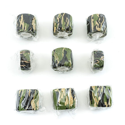 FRESINIDER 9 Rollen Selbstklebende Mullbinde, Atmungsaktive Elastische Kohäsionsbandage für Sportverletzungen & Haustiere (7 Stk. 2" x 5 Yards + 2 Stk. 1" x 5 Yards) - Woodland Camo
