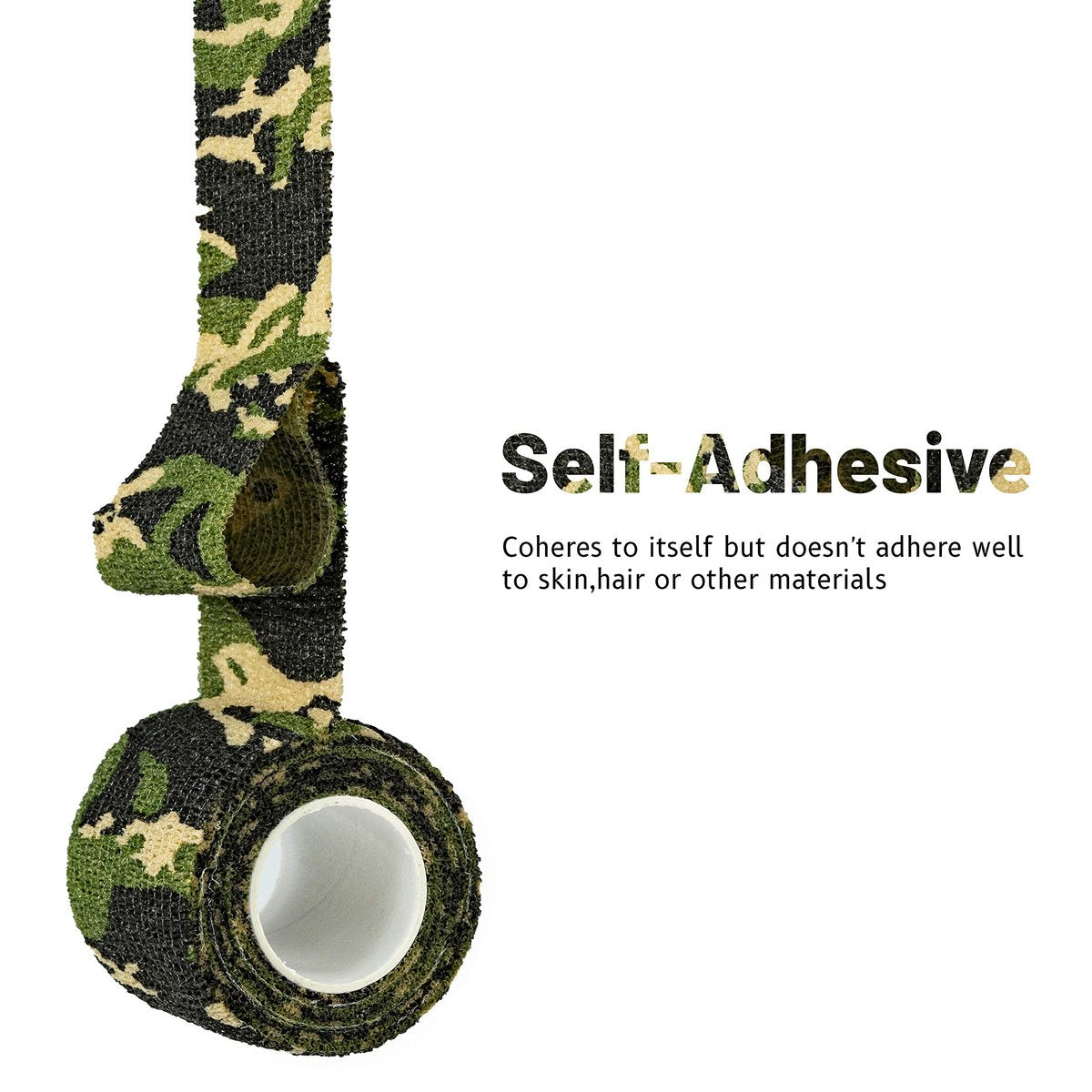 FRESINIDER 9 Rollen Selbstklebende Mullbinde, Atmungsaktive Elastische Kohäsionsbandage für Sportverletzungen & Haustiere (7 Stk. 2" x 5 Yards + 2 Stk. 1" x 5 Yards) - Woodland Camo