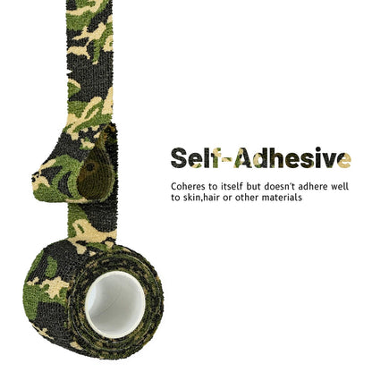 FRESINIDER 9 Rollen Selbstklebende Mullbinde, Atmungsaktive Elastische Kohäsionsbandage für Sportverletzungen & Haustiere (7 Stk. 2" x 5 Yards + 2 Stk. 1" x 5 Yards) - Woodland Camo