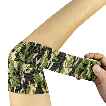 FRESINIDER 9 Rollen Selbstklebende Mullbinde, Atmungsaktive Elastische Kohäsionsbandage für Sportverletzungen & Haustiere (7 Stk. 2" x 5 Yards + 2 Stk. 1" x 5 Yards) - Woodland Camo