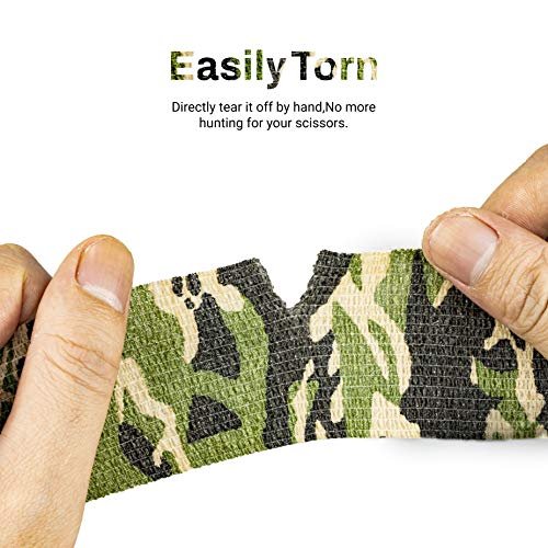FRESINIDER 9 Rollen Selbstklebende Mullbinde, Atmungsaktive Elastische Kohäsionsbandage für Sportverletzungen & Haustiere (7 Stk. 2" x 5 Yards + 2 Stk. 1" x 5 Yards) - Woodland Camo