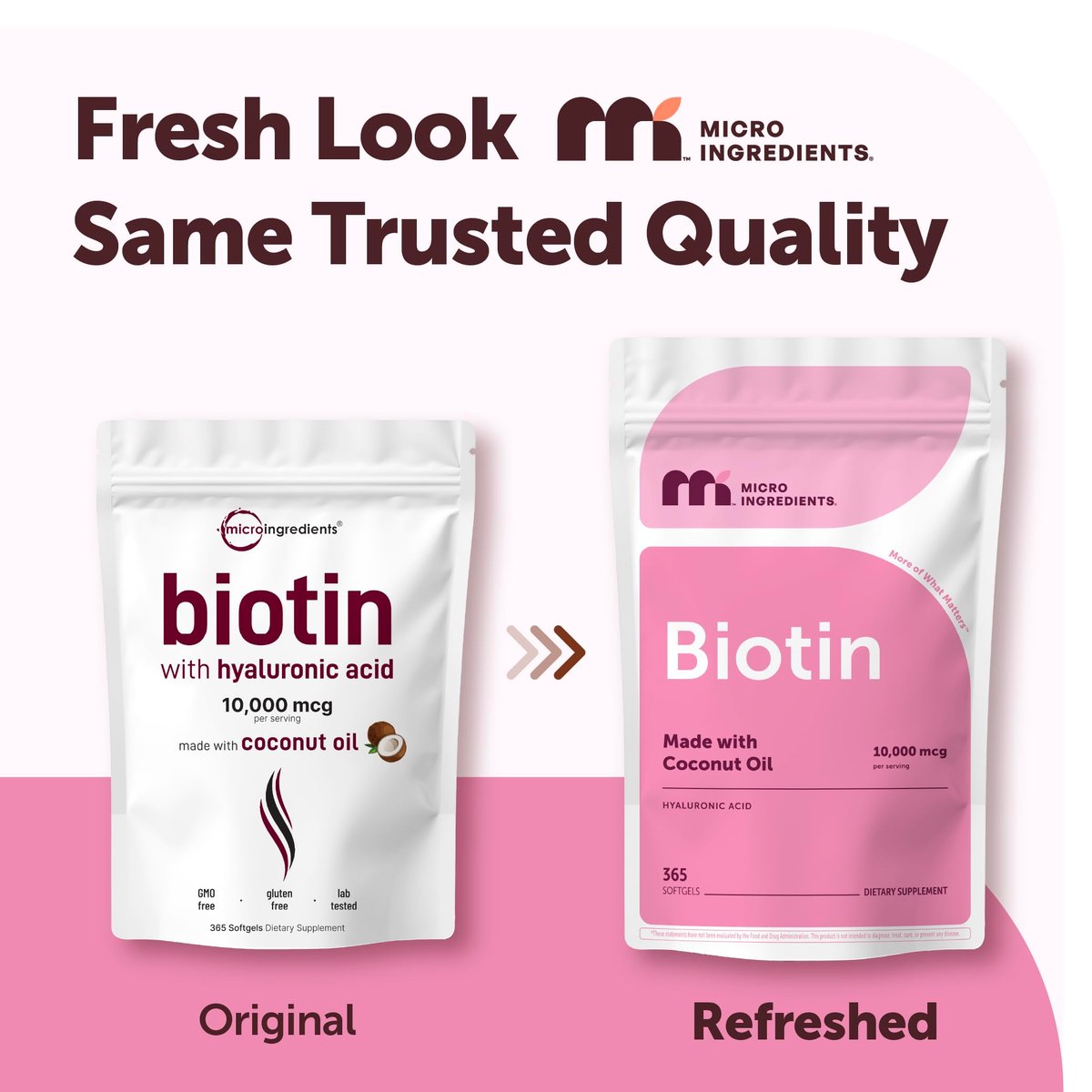 Micro Ingredients Biotin 10.000 mcg mit Hyaluronsäure 25 mg pro Portion | Mit Kokosöl | 365 Weichkapseln | 1 pro Tag | Jahresvorrat | Nicht-GVO & Glutenfrei