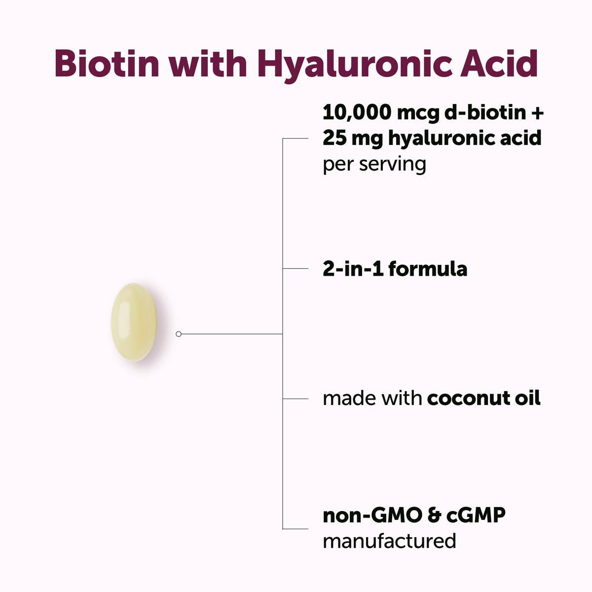 Micro Ingredients Biotin 10.000 mcg mit Hyaluronsäure 25 mg pro Portion | Mit Kokosöl | 365 Weichkapseln | 1 pro Tag | Jahresvorrat | Nicht-GVO & Glutenfrei