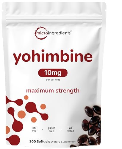 Doppelte Stärke Yohimbin Nahrungsergänzung für Männer und Frauen, 10 mg pro Portion, 300 Softgels, Yohimbin HCL mit nativem Sonnenblumenkernöl für bessere Absorption, unterstützt die Energieproduktion, afrikanischer Rohstoff