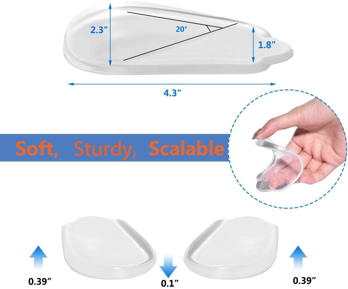Orthopädische Einlegesohlen 4 Paar – Silikon Fersenkeile für Männer und Frauen, Korrektur von Pronation und Supination, O/X-Bein-Korrektur (Transparent)