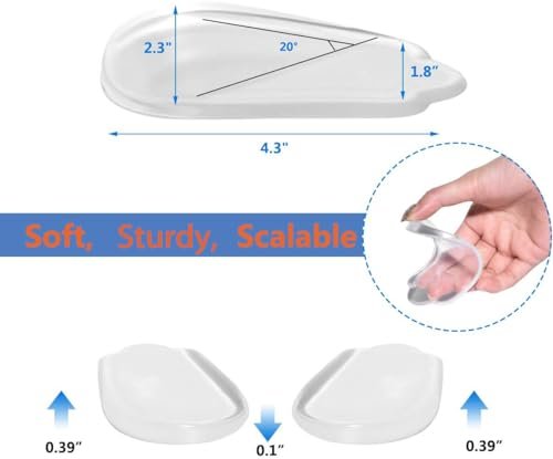 Orthopädische Einlegesohlen 4 Paar – Silikon Fersenkeile für Männer und Frauen, Korrektur von Pronation und Supination, O/X-Bein-Korrektur (Transparent)