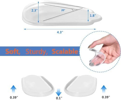 Orthopädische Einlegesohlen 4 Paar – Silikon Fersenkeile für Männer und Frauen, Korrektur von Pronation und Supination, O/X-Bein-Korrektur (Transparent)