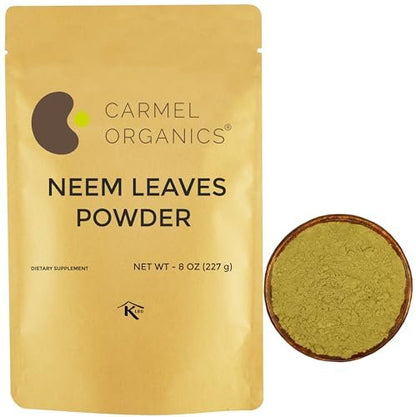 CARMEL ORGANICS Neemblatt Pulver | 227 g | Natürlich | Nicht GVO | Ohne Zusatzstoffe | Azadirachta Indica Pulver