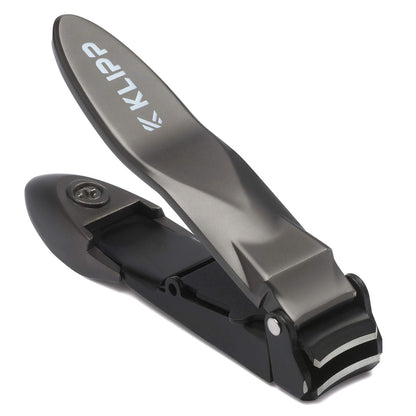 KLIPP Nagelknipser für Männer mit Auffangbehälter – Robuster, rasiermesserscharfer Nagelschneider, ergonomischer Hebel für Finger- und Zehennägel, ideales Geschenk für Männer, inklusive Ziplock-Beutel