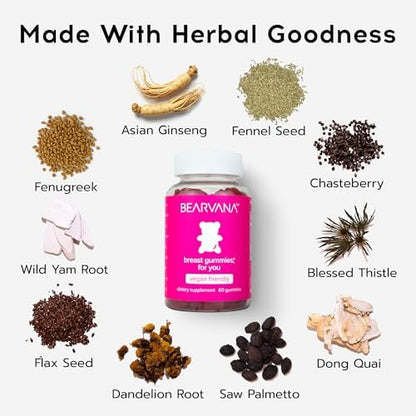 BEARVANA Top Support Frauen Multivitamin Gummis | Kräuter- & Vitamin-Gummis für tägliches Wohlbefinden | Beere-Geschmack | 60 Gummis