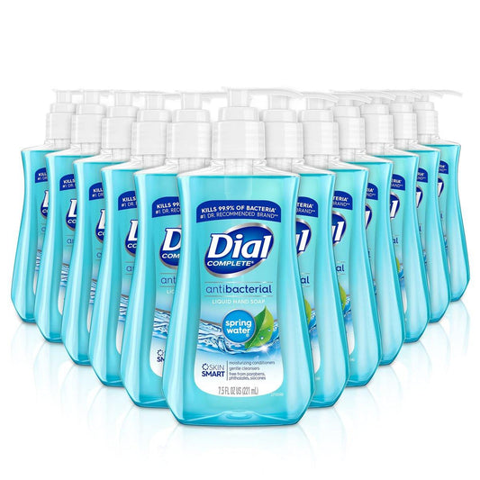 Dial Antibakterielle Flüssigseife Spring Water 7,5 oz (Pack mit 12) – Blaue Handseife