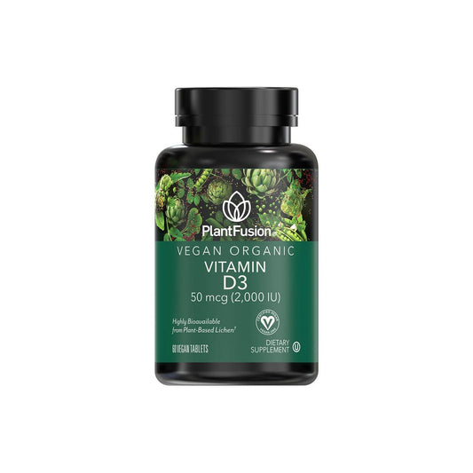 PlantFusion Veganes Vitamin D3 2000 IE – Aus organischer Flechte (Vitashine) für Immunsystem & Knochengesundheit, 60 Tabletten