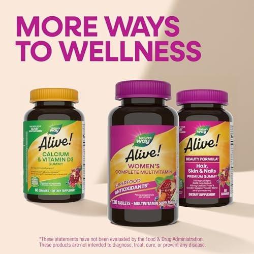 Nature's Way Alive! Komplett Multivitamin für Frauen – Tägliches Frauenvitamin mit B-Vitaminen, Superfood-Antioxidantien, unterstützt den Energiestoffwechsel, Haare, Haut & Nägel, 50 Tabletten