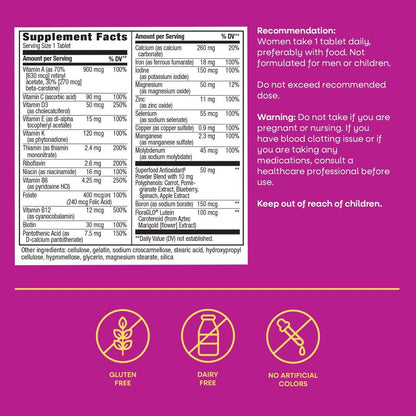Nature's Way Alive! Komplett Multivitamin für Frauen – Tägliches Frauenvitamin mit B-Vitaminen, Superfood-Antioxidantien, unterstützt den Energiestoffwechsel, Haare, Haut & Nägel, 50 Tabletten