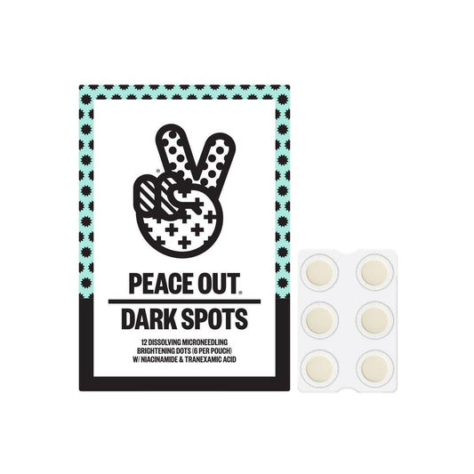 PEACE OUT Microneedling Dots für das Gesicht – Gezielte Spot-Patches mit auflösenden Mikronadeln, Niacinamid, Hydrokolloid zur Verbesserung von unebenem Hautton und -textur (12 Stück)