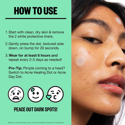 PEACE OUT Microneedling Dots für das Gesicht – Gezielte Spot-Patches mit auflösenden Mikronadeln, Niacinamid, Hydrokolloid zur Verbesserung von unebenem Hautton und -textur (12 Stück)