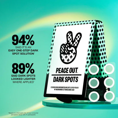 PEACE OUT Microneedling Dots für das Gesicht – Gezielte Spot-Patches mit auflösenden Mikronadeln, Niacinamid, Hydrokolloid zur Verbesserung von unebenem Hautton und -textur (12 Stück)