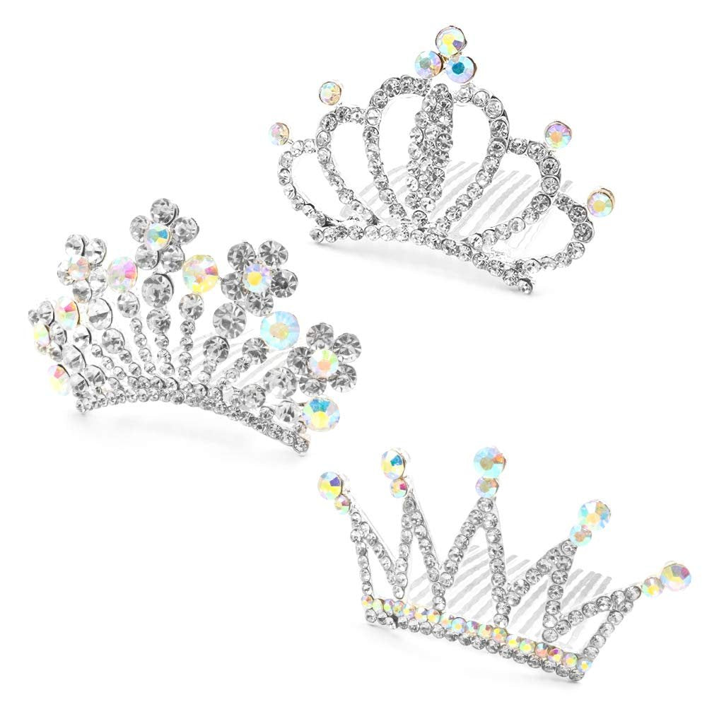NODG 3er Set Silberne Diademe mit Haarkamm für Frauen – Kristallglänzende Stirnbänder für Hochzeit, Party & Besondere Anlässe