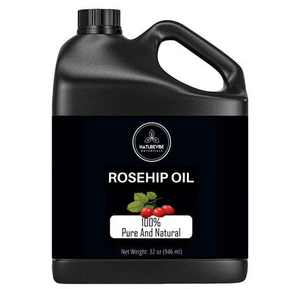 Naturevibe Botanicals Hagebuttenöl 946 ml | 100% rein und natürlich | Ideal für Haut- und Haarpflege