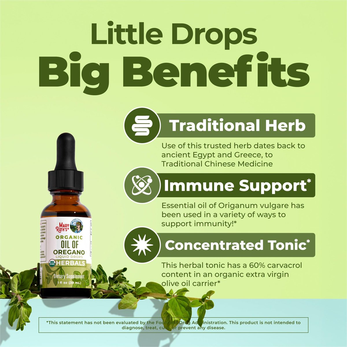MaryRuth Organics Oregano Öl Tropfen | 6 Monate Vorrat | USDA Bio Oreganoöl flüssig | Kräutermischung für Immununterstützung | Verdauungsgesundheit | Allgemeines Wohlbefinden | Vegan | Zuckerfrei | Non-GMO | 30 ml