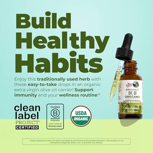 MaryRuth Organics Oregano Öl Tropfen | 6 Monate Vorrat | USDA Bio Oreganoöl flüssig | Kräutermischung für Immununterstützung | Verdauungsgesundheit | Allgemeines Wohlbefinden | Vegan | Zuckerfrei | Non-GMO | 30 ml