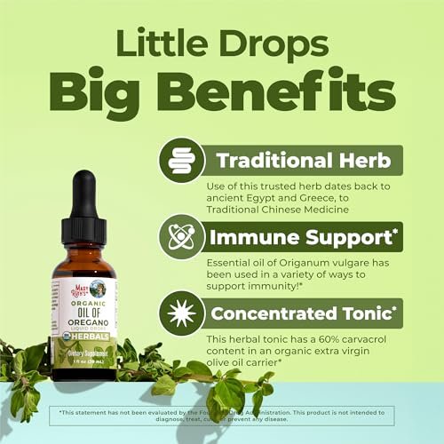 MaryRuth Organics Oregano Öl Tropfen | 6 Monate Vorrat | USDA Bio Oreganoöl flüssig | Kräutermischung für Immununterstützung | Verdauungsgesundheit | Allgemeines Wohlbefinden | Vegan | Zuckerfrei | Non-GMO | 30 ml