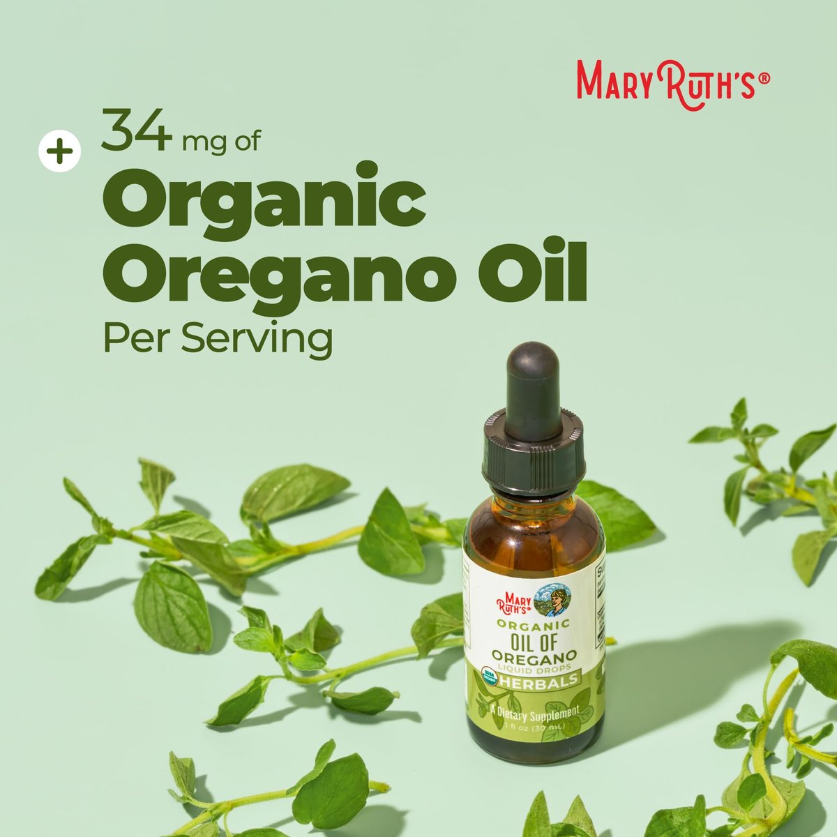 MaryRuth Organics Oregano Öl Tropfen | 6 Monate Vorrat | USDA Bio Oreganoöl flüssig | Kräutermischung für Immununterstützung | Verdauungsgesundheit | Allgemeines Wohlbefinden | Vegan | Zuckerfrei | Non-GMO | 30 ml