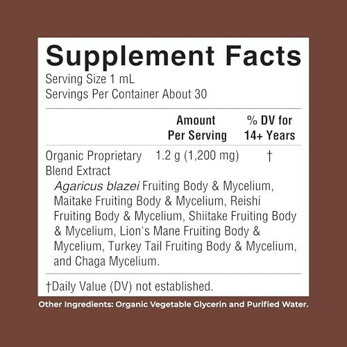 MARYRUTH'S Pilzkomplex | Löwenmähne | Truthahnschwanz | Reishi | Shiitake | Alkoholfrei | Bio | Vegan | 30 Portionen