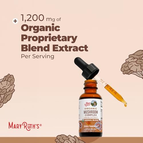 MARYRUTH'S Pilzkomplex | Löwenmähne | Truthahnschwanz | Reishi | Shiitake | Alkoholfrei | Bio | Vegan | 30 Portionen