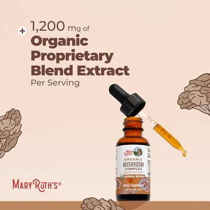 MARYRUTH'S Pilzkomplex | Löwenmähne | Truthahnschwanz | Reishi | Shiitake | Alkoholfrei | Bio | Vegan | 30 Portionen
