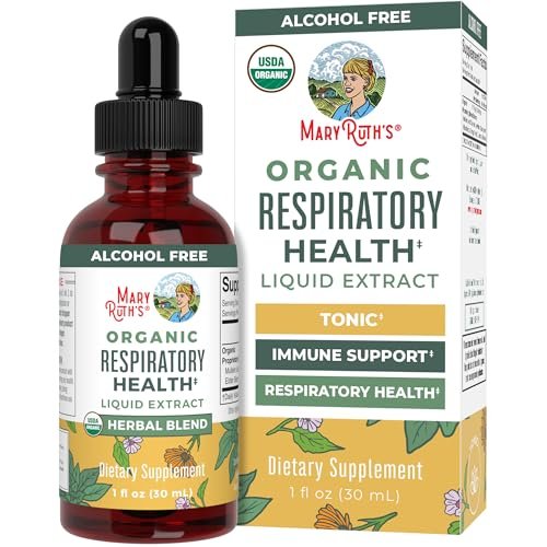 MaryRuth Organics USDA Bio Flüssige Atemwegs-Tropfen mit Königskerze, Eibischwurzel & Holunder | Königskerzen-Tropfen für die Lunge | Kräutermischung zur Immununterstützung | Vegan | 30 ml